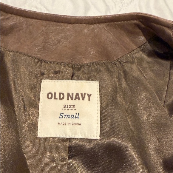 Old Navy Jacket real leather color distressed coffee Latte size Small - Picture 4 of 11